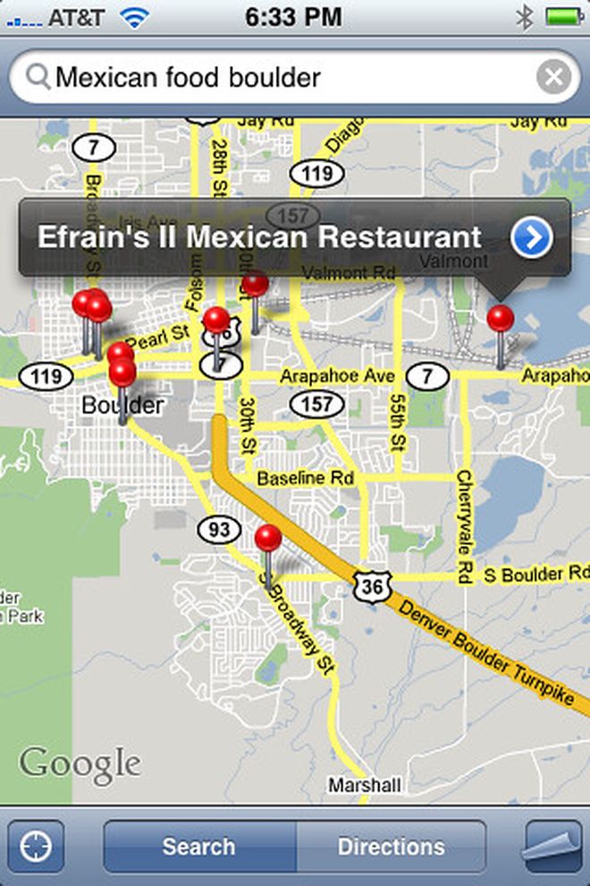 iPhone screenshot of Maps app