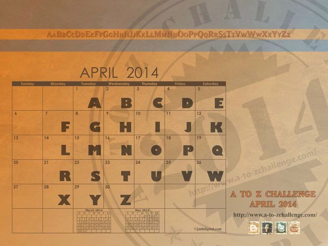 A to Z Challenge Calendar