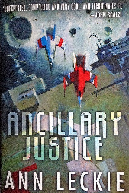 Book cover with sleek rocket ships flying over a space station